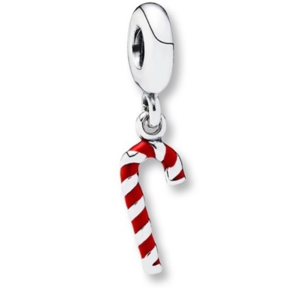 Pandora Retired Candy Cane Enamel Dangle Charm Sterling Silver Authentic